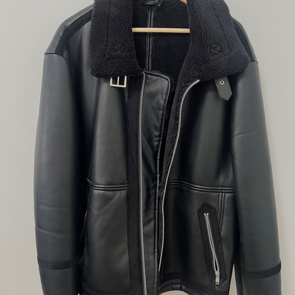 River Island Black Shearling Jacket